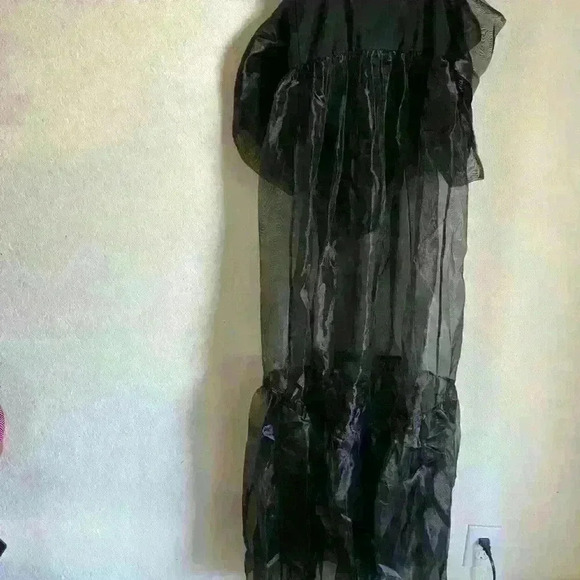 Free People Intimately Someone Say Bows Bodysuit Sheer Goth Coquette Dress  S - Picture 9 of 13